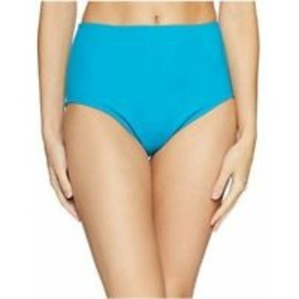Maxine Of Hollywood Women's High Waist Hipster Bikini Swimsuit, Blue, Size 10